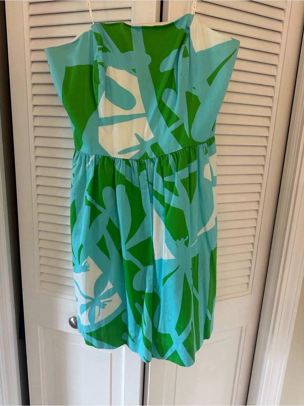 Lilly Pulitzer Aqua, Green & White Strapless Abstract Sundress